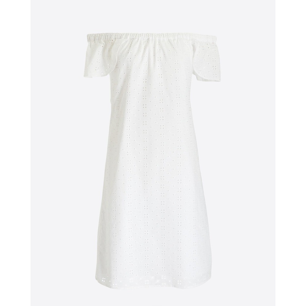 J.Crew Women's XXS White Eyelet Off the Shoulder Shift Cotton Dress
